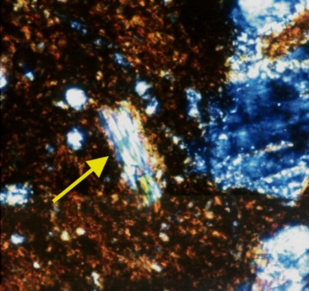 Muscovite - Cross polarized light - Granite petrofabric - Belize